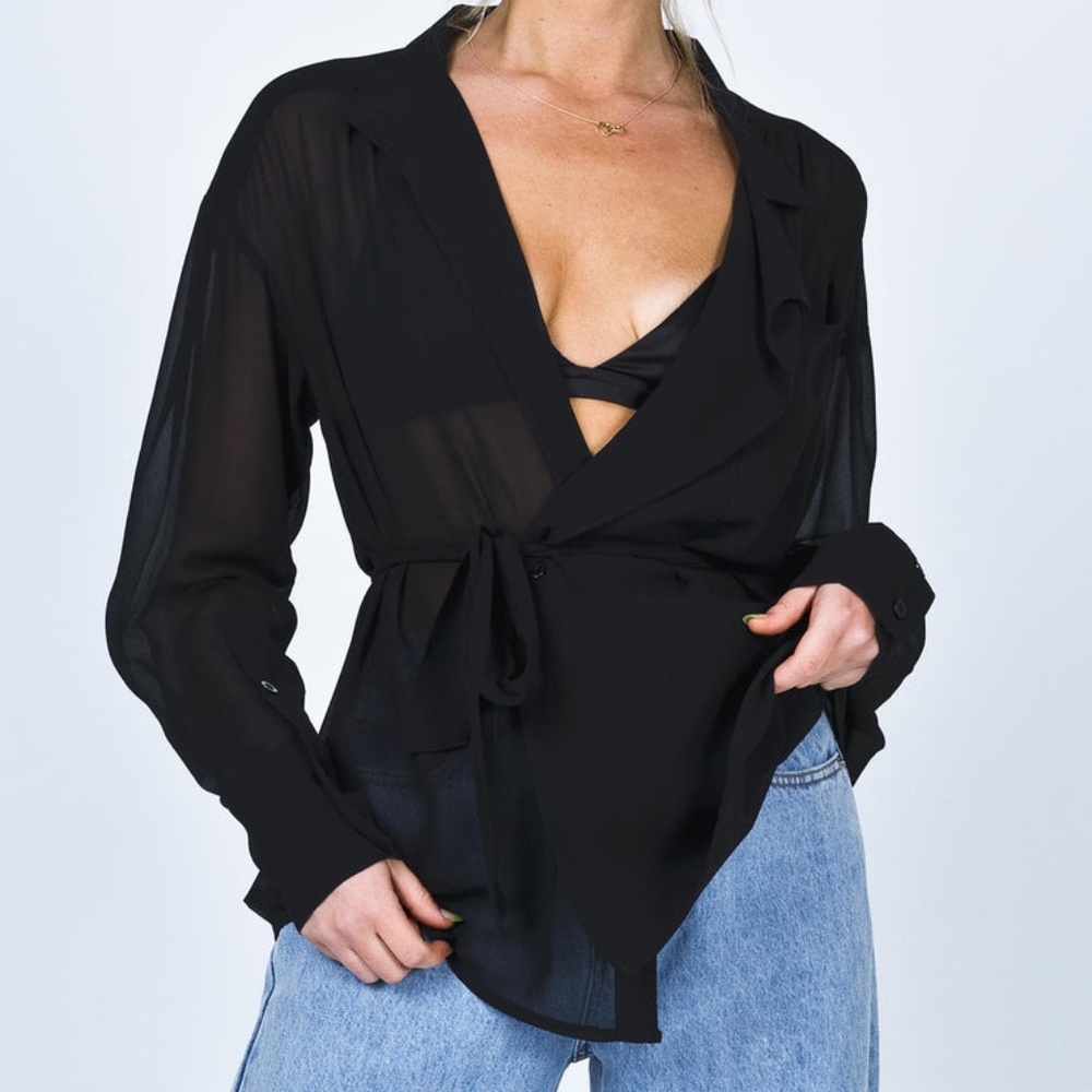PROVENCE SHEER SHIRT BLACK
